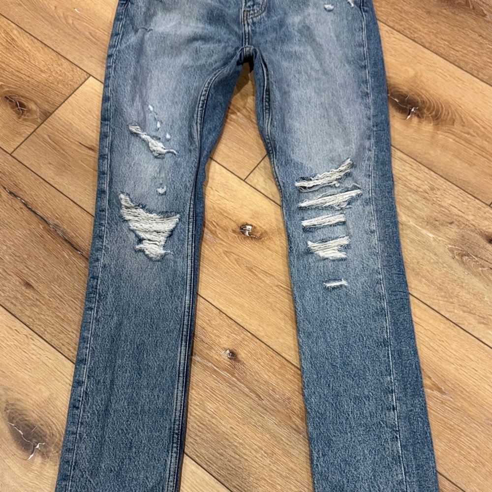 Arizona Distressed Blue Jeans highest rise drainpipe Jean size 2 - Picture 3 of 8
